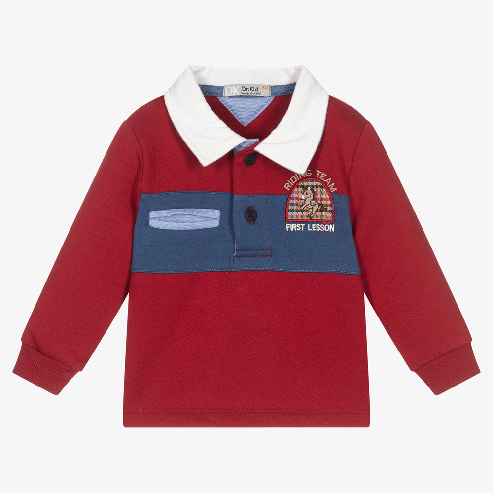 Dr. Kid - Красная рубашка регби с эмблемой лошади для мальчиков | Childrensalon