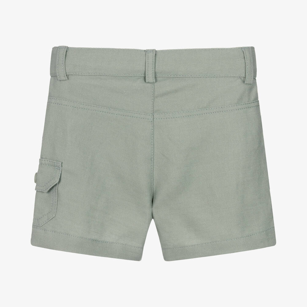Dr. Kid-شورت قطن وكتان تويل لون أخضر للأولاد | Childrensalon Outlet