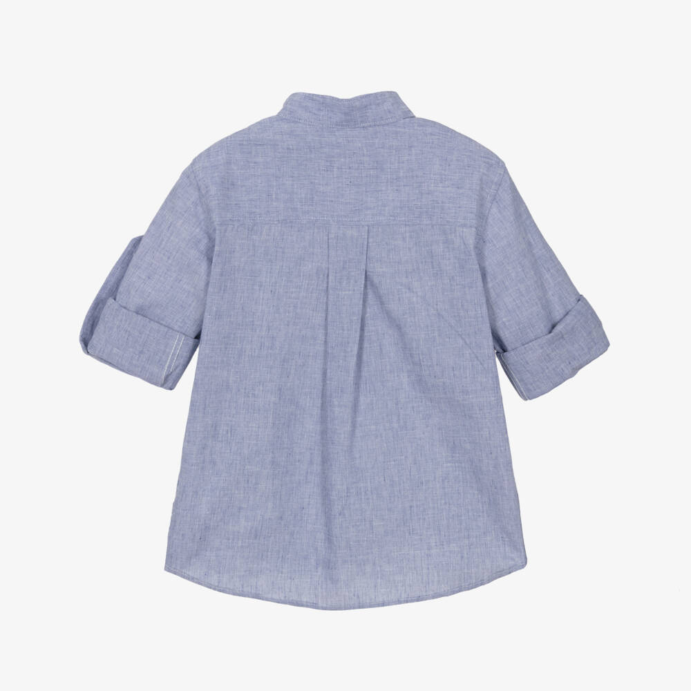 Dr. Kid-قميص أولاد بلون السماء من القطن والكتان | Childrensalon Outlet