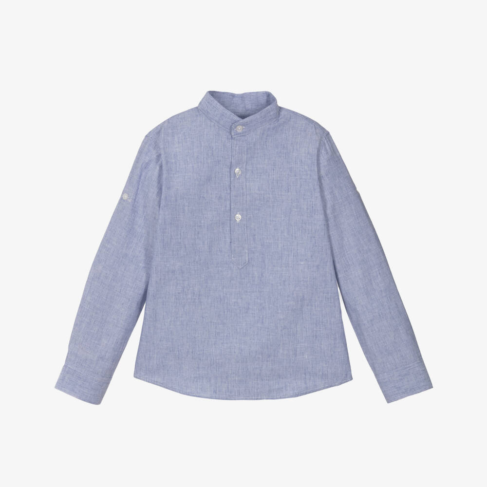 Dr. Kid-قميص أولاد بلون السماء من القطن والكتان | Childrensalon Outlet