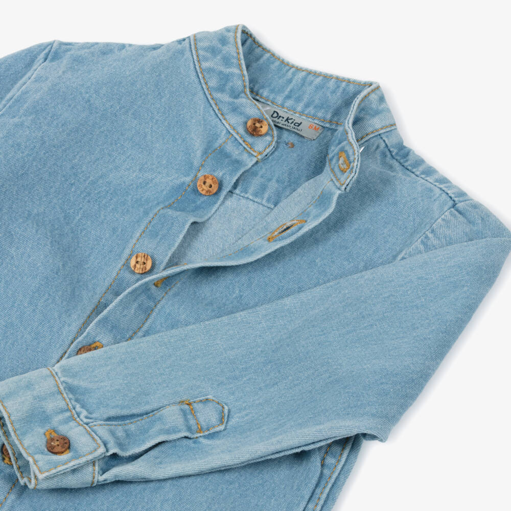 Dr. Kid-Мягкий голубой топ из шамбре для мальчиков | Childrensalon Outlet