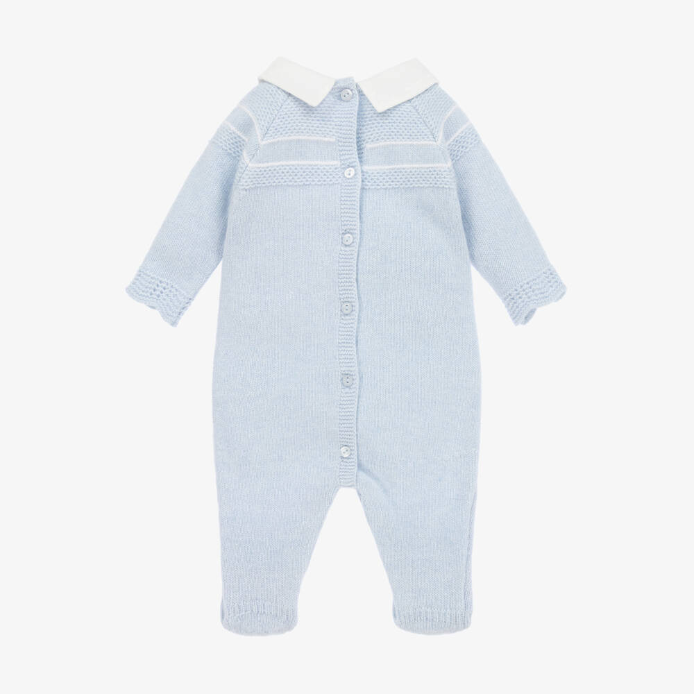 Dr. Kid-Boys Soft Blue Knit Footie | Childrensalon Outlet