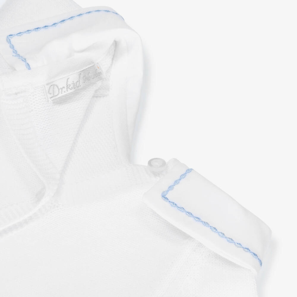 Dr. Kid-Boys Soft Blue & White Knit Onesie | Childrensalon Outlet