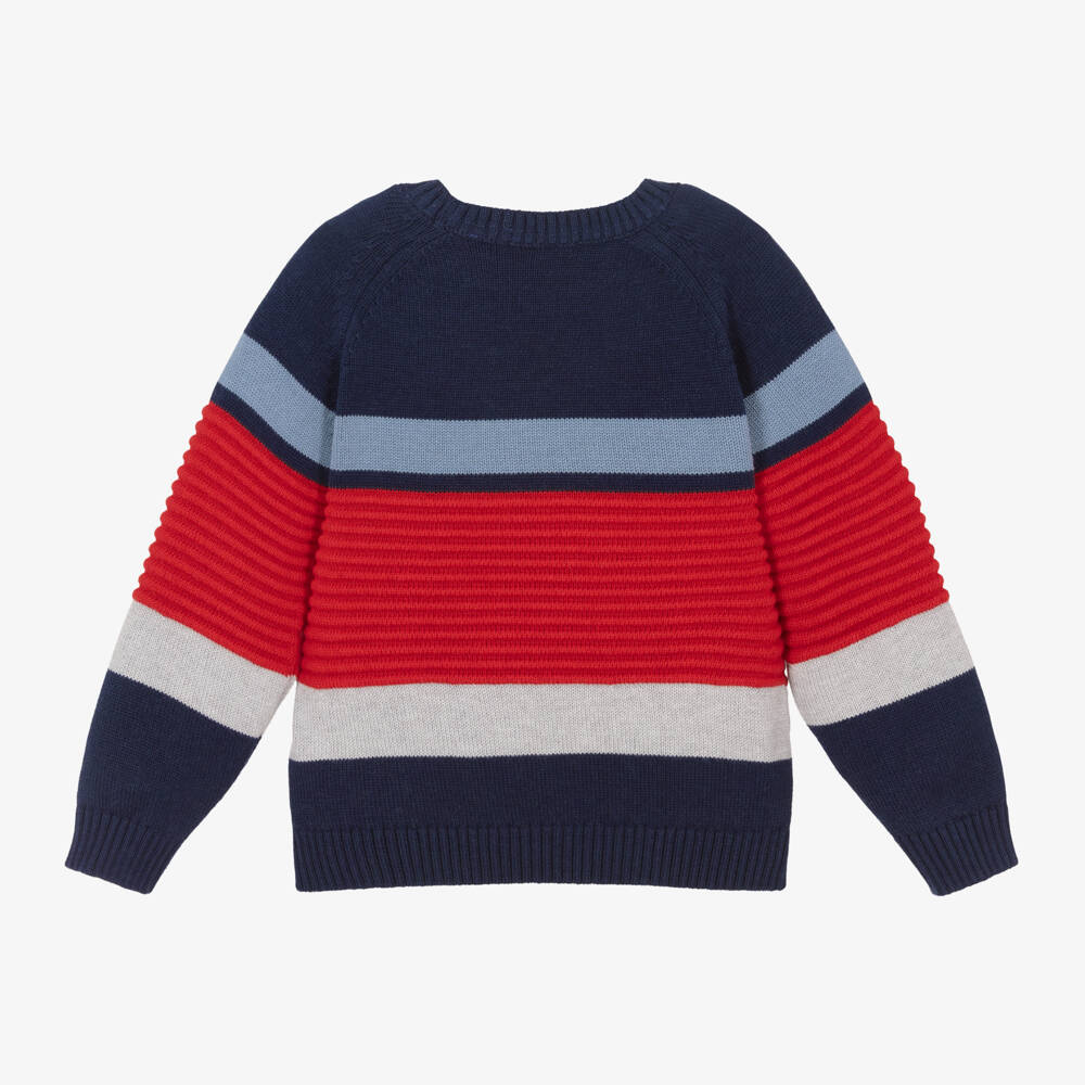 Dr. Kid-Boys Striped Blue Red Sweater | Childrensalon Outlet