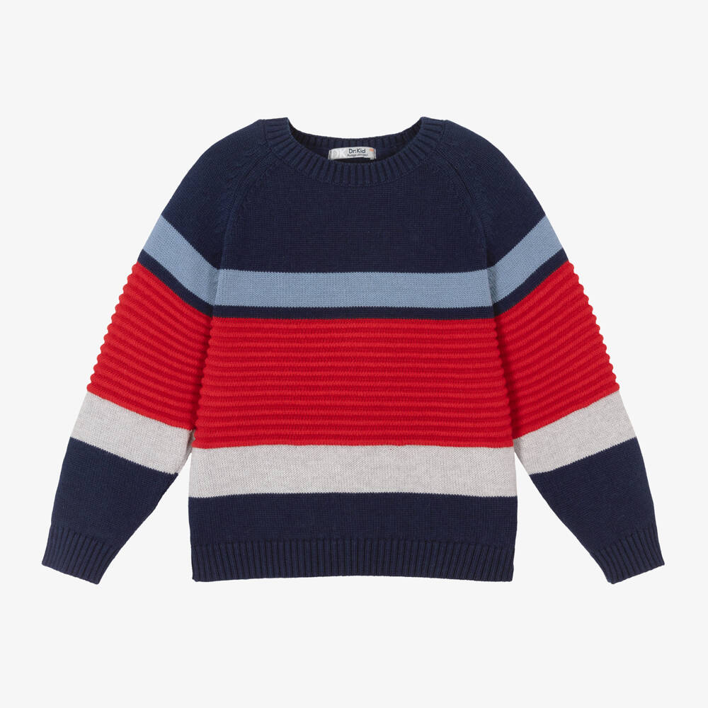 Dr. Kid-Boys Striped Blue Red Sweater | Childrensalon Outlet