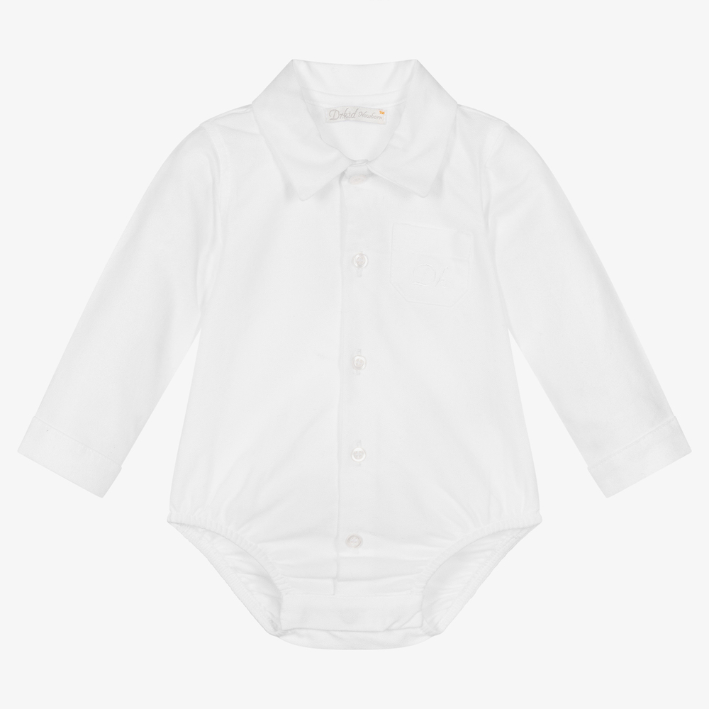 Dr. Kid-Boys White Cotton Bodysuit | Childrensalon Outlet