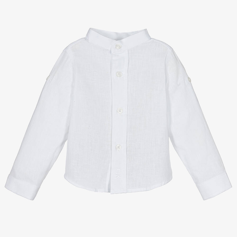 دكتور كيد-قميص أطفال ولادي قطن وكتان لون أبيض | Childrensalon Outlet