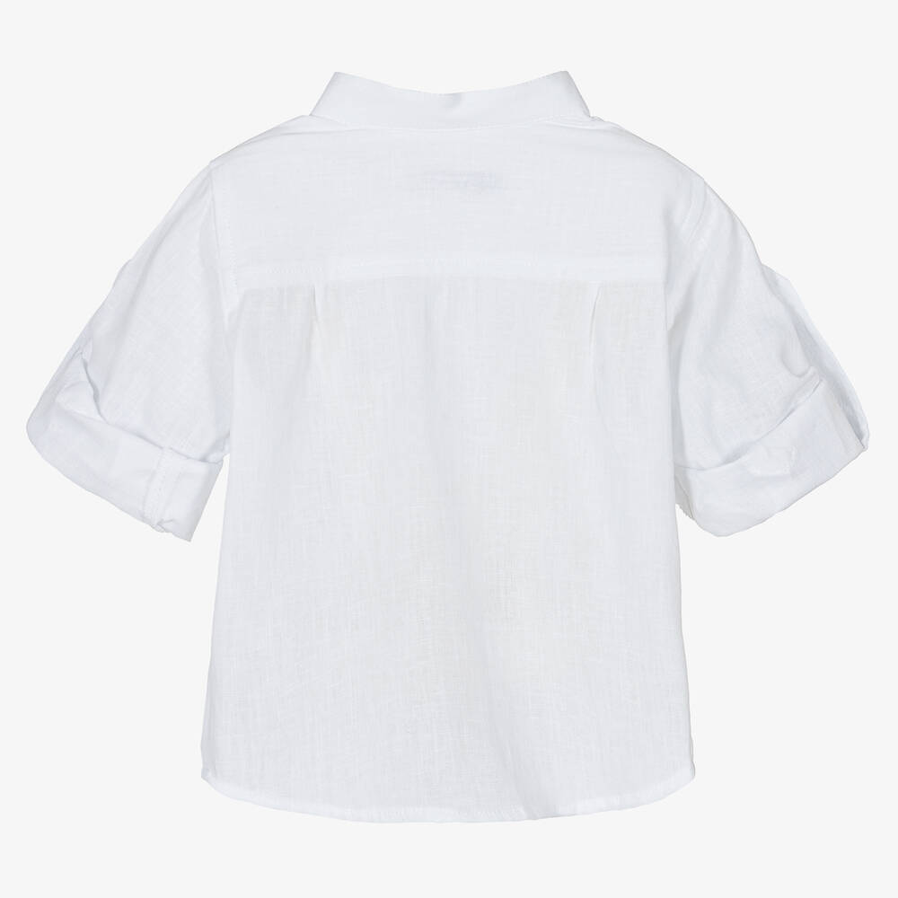 دكتور كيد-قميص أطفال ولادي قطن وكتان لون أبيض | Childrensalon Outlet