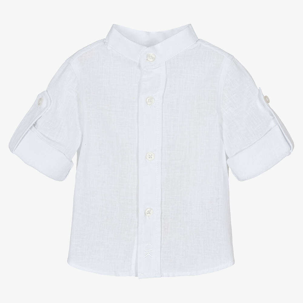 Dr. Kid - Boys White Cotton & Linen Shirt | Childrensalon