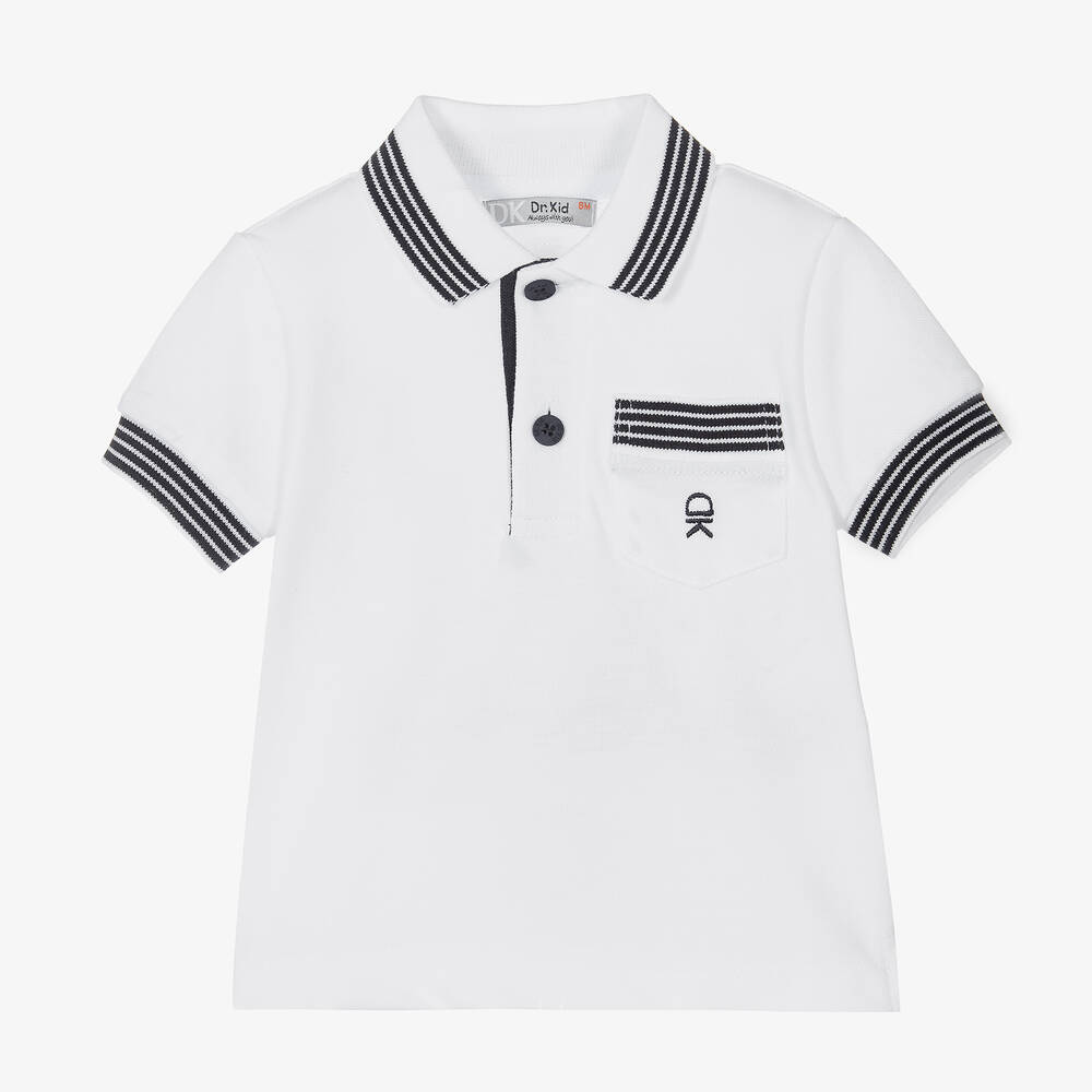 Dr. Kid - Boys White Cotton Piqué Polo Shirt | Childrensalon