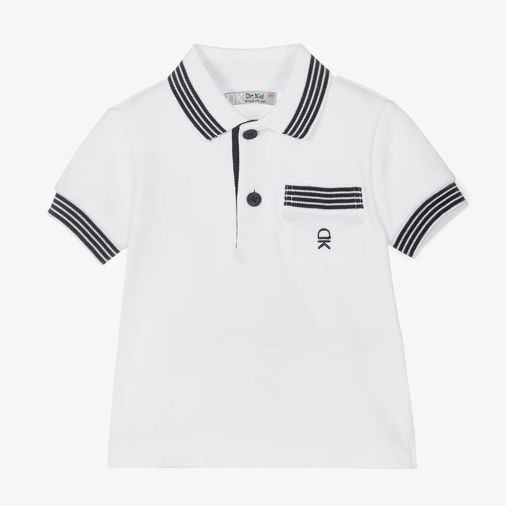 Dr. Kid - Weißes Baumwollpiqué-Poloshirt | Childrensalon