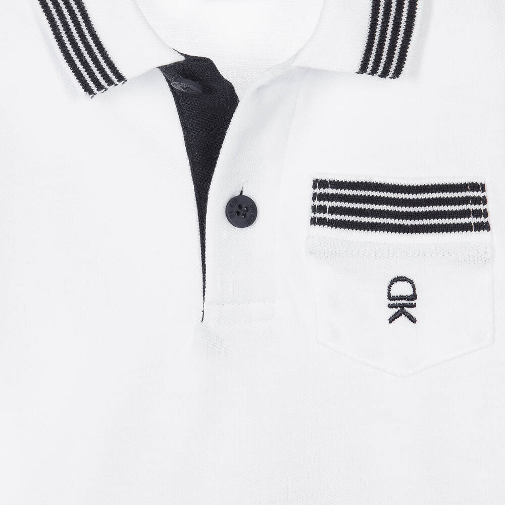 Dr. Kid-Boys White Cotton Piqué Polo Shirt | Childrensalon Outlet