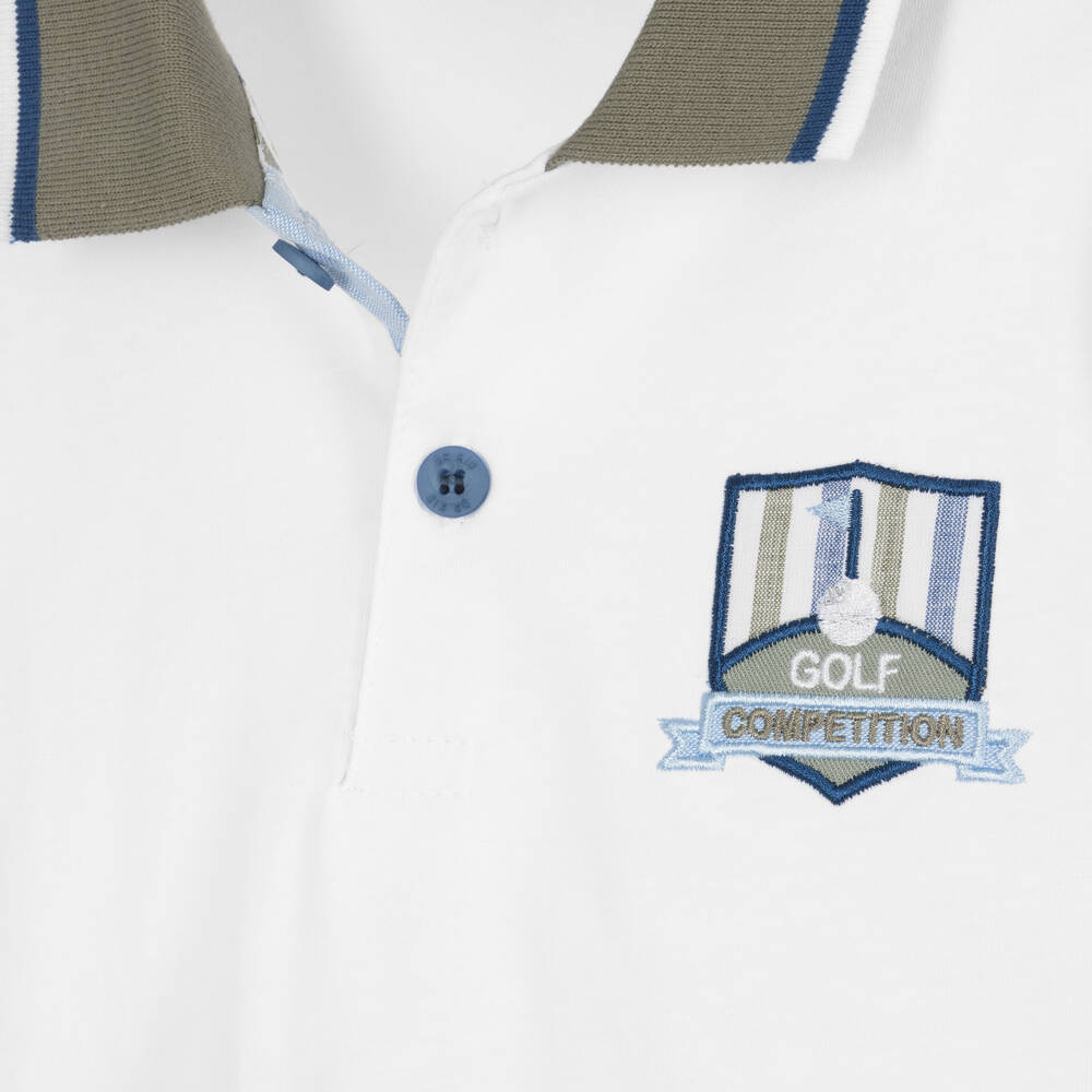 Dr. Kid-Boys White Cotton Polo Shirt | Childrensalon Outlet