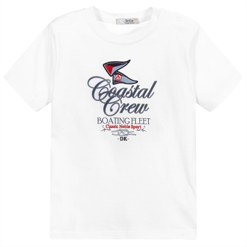 Dr. Kid - Boys White Cotton T-Shirt | Childrensalon