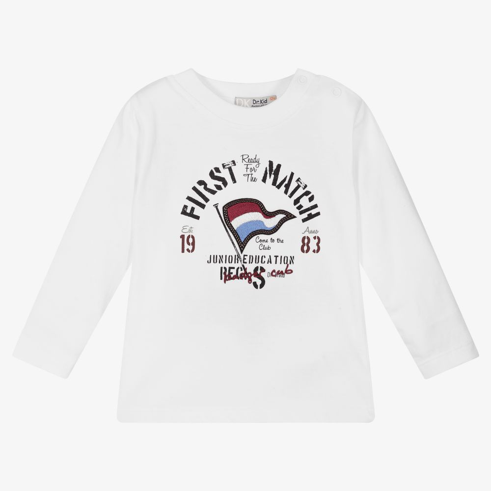 Dr. Kid - Boys White Cotton Top | Childrensalon