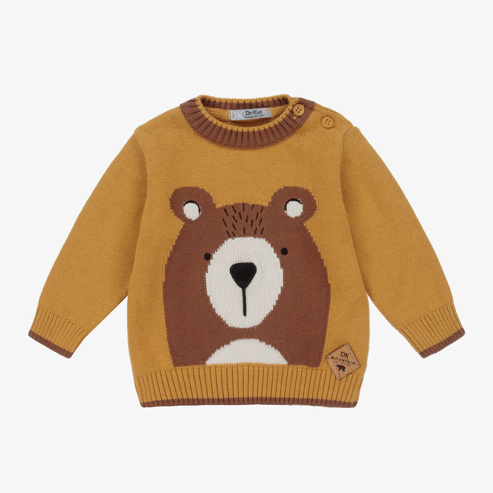 Dr. Kid - Boys Yellow Knitted Bear Sweater | Childrensalon