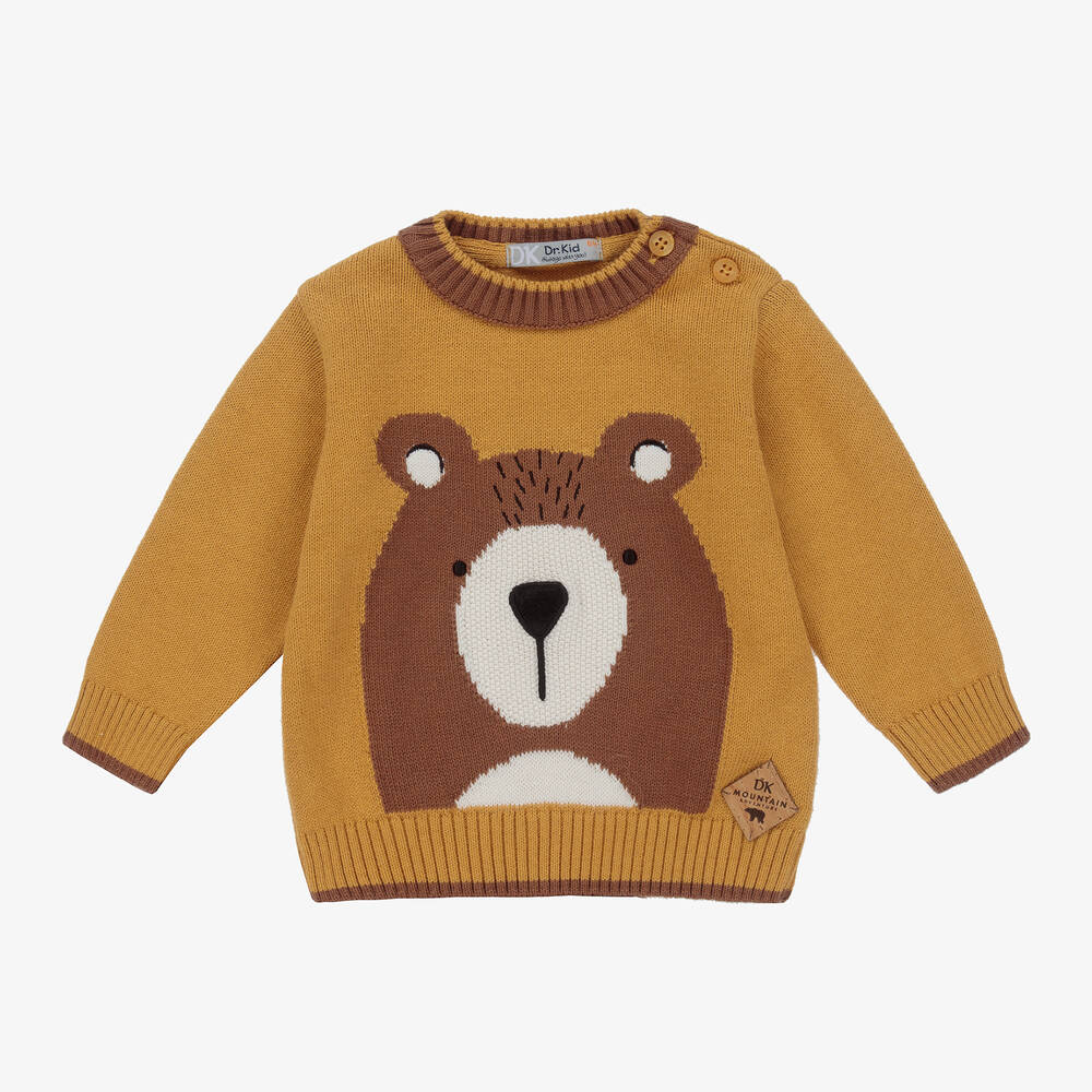 Dr. Kid - Gelber Bären-Strickpullover | Childrensalon