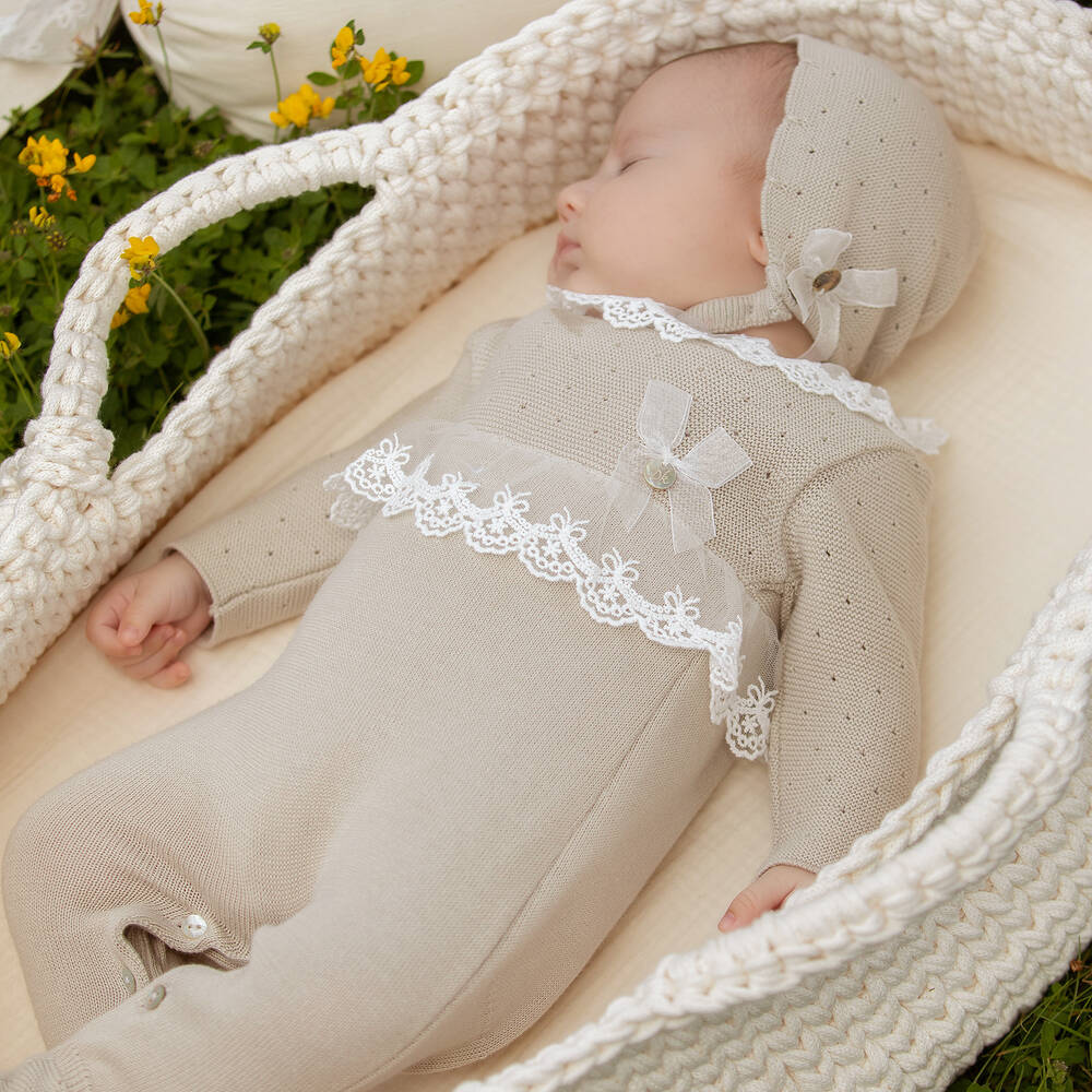 دكتور كيد-أفرول بيبي غرو قطن محبوك لون بيج للمولودات | Childrensalon Outlet