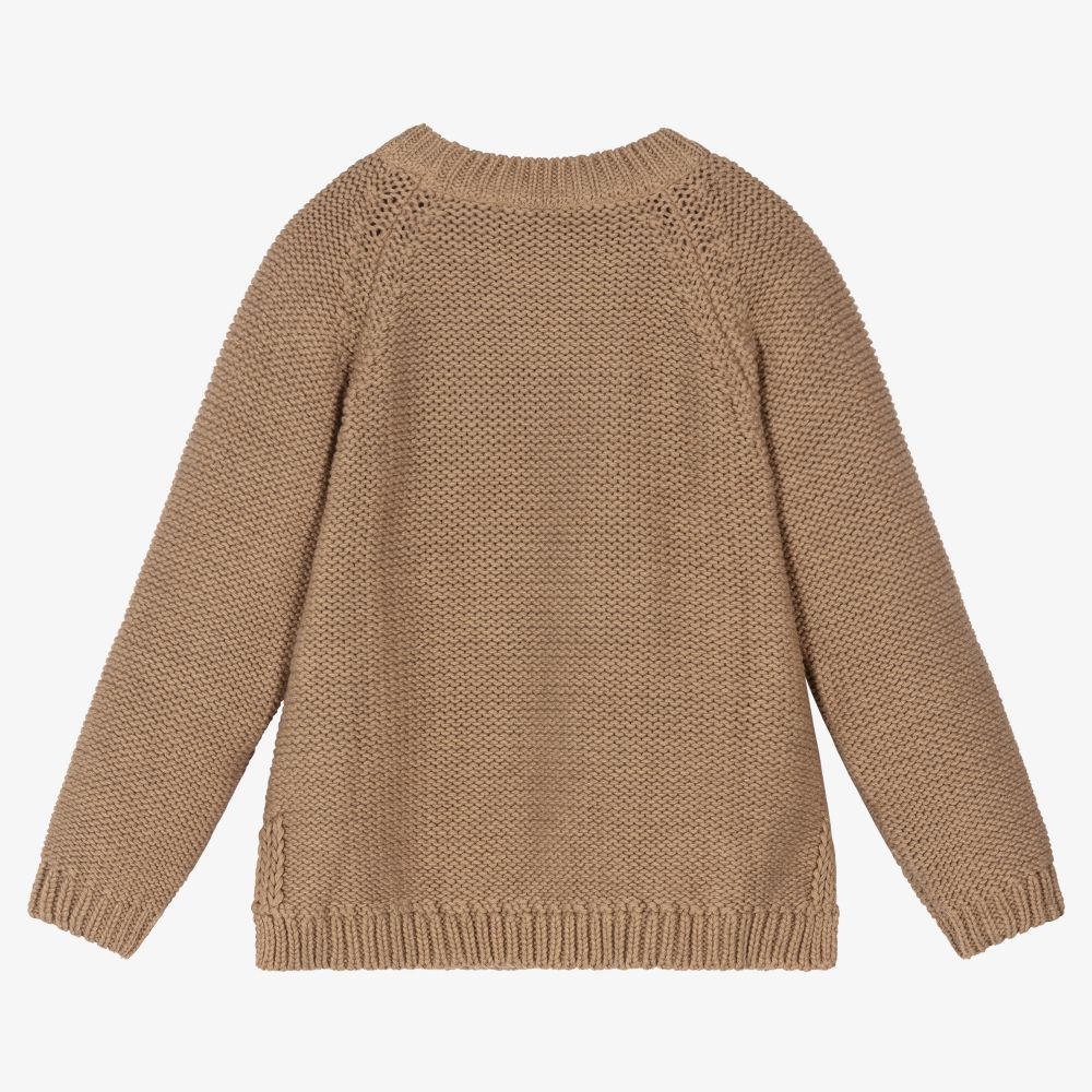 Dr. Kid-Girls Beige Cotton Sweater | Childrensalon Outlet
