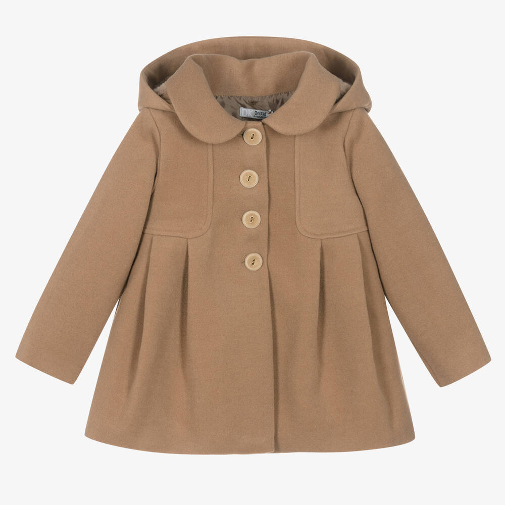 Dr. Kid - Girls Beige Hooded Coat | Childrensalon