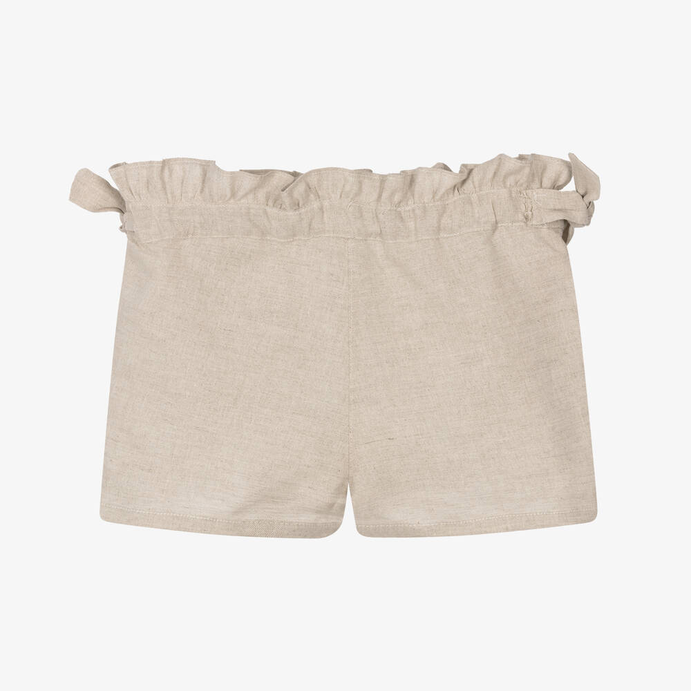 Dr. Kid-Бежевые льняные шорты для девочек | Childrensalon Outlet