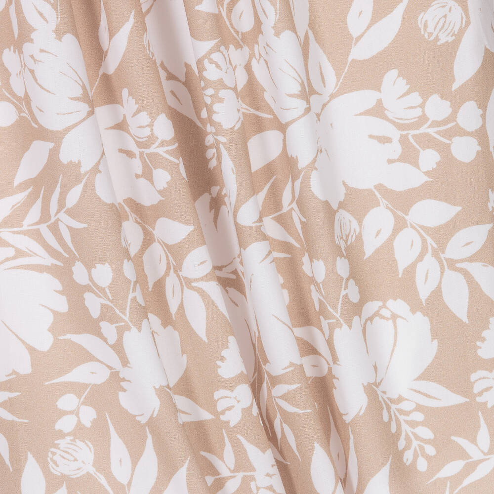 Dr. Kid-Girls Beige & White Floral Print Dress | Childrensalon Outlet
