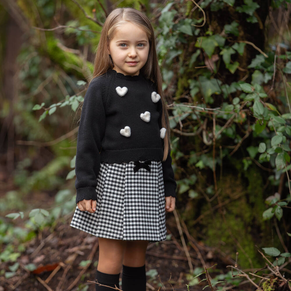 Dr. Kid-كنزة سوداء محبوكة للبنات مزينة بقلوب | Childrensalon Outlet