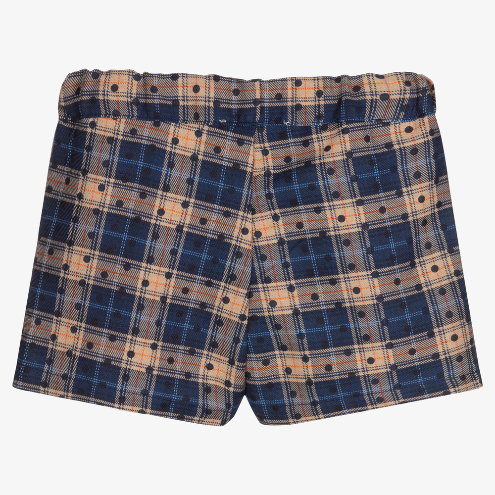 Dr. Kid-Бежево-синие шорты в клетку для девочек | Childrensalon Outlet