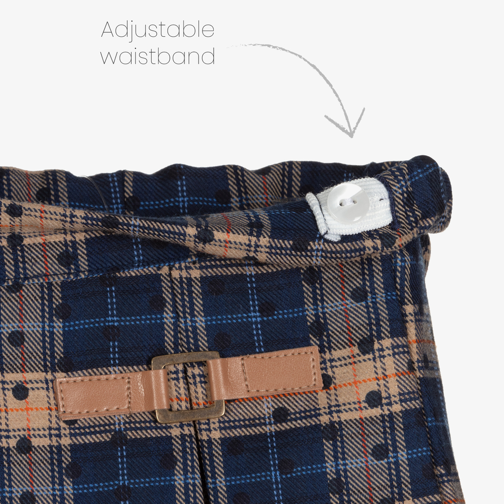 Dr. Kid-Бежево-синие шорты в клетку для девочек | Childrensalon Outlet