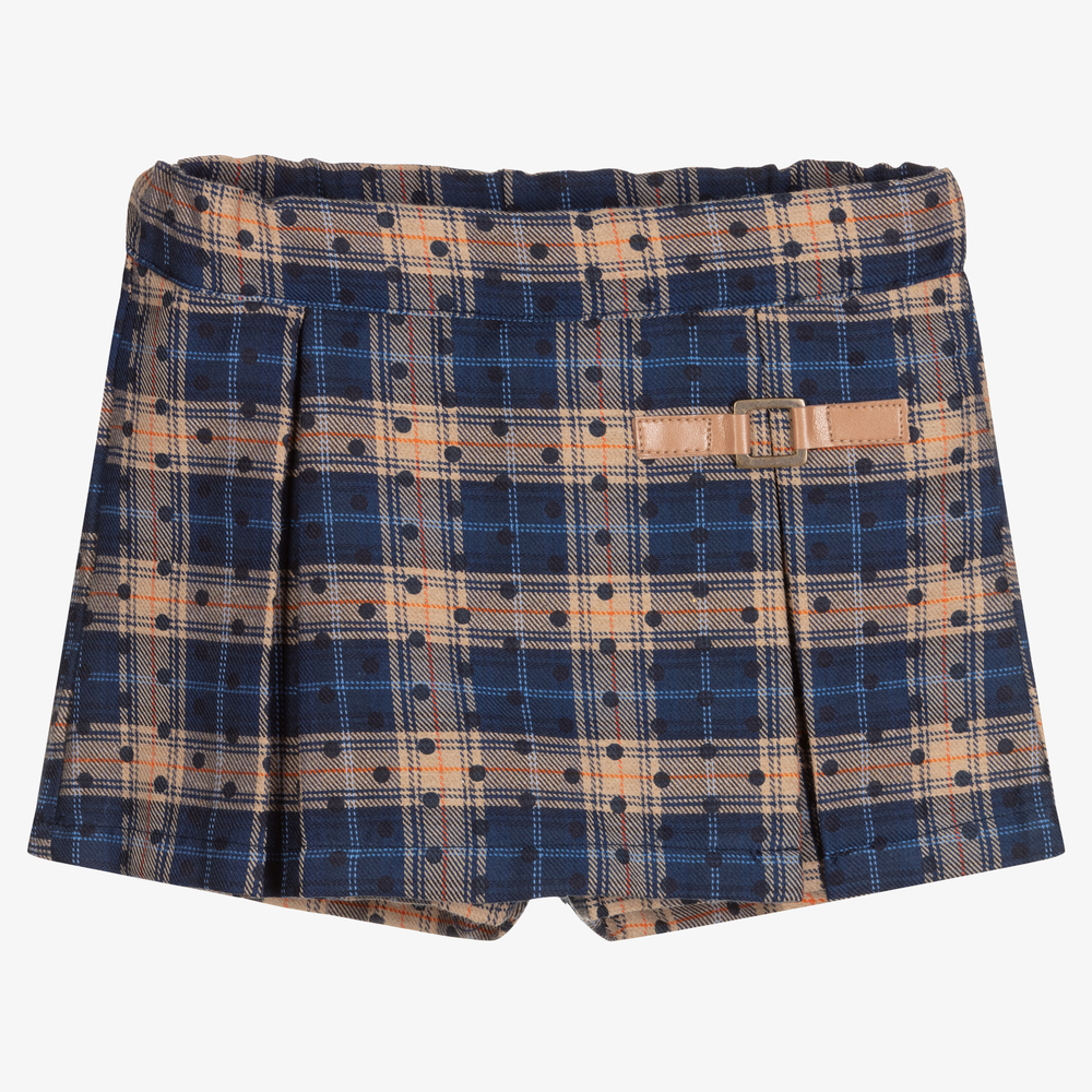 Dr. Kid - Girls Blue & Beige Check Skort | Childrensalon