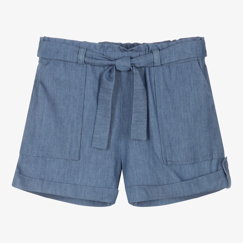 Dr. Kid - Girls Blue Chambray Shorts | Childrensalon