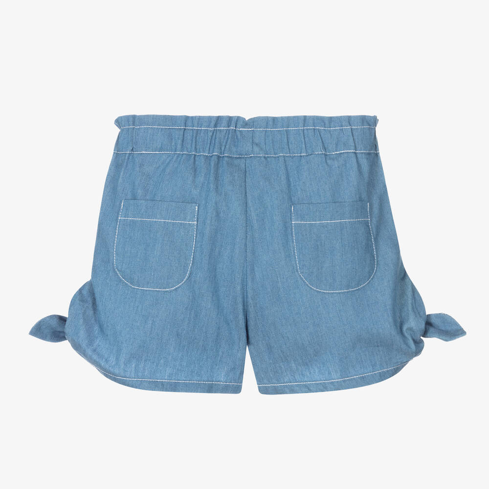 Dr. Kid-Girls Blue Chambray Shorts | Childrensalon Outlet