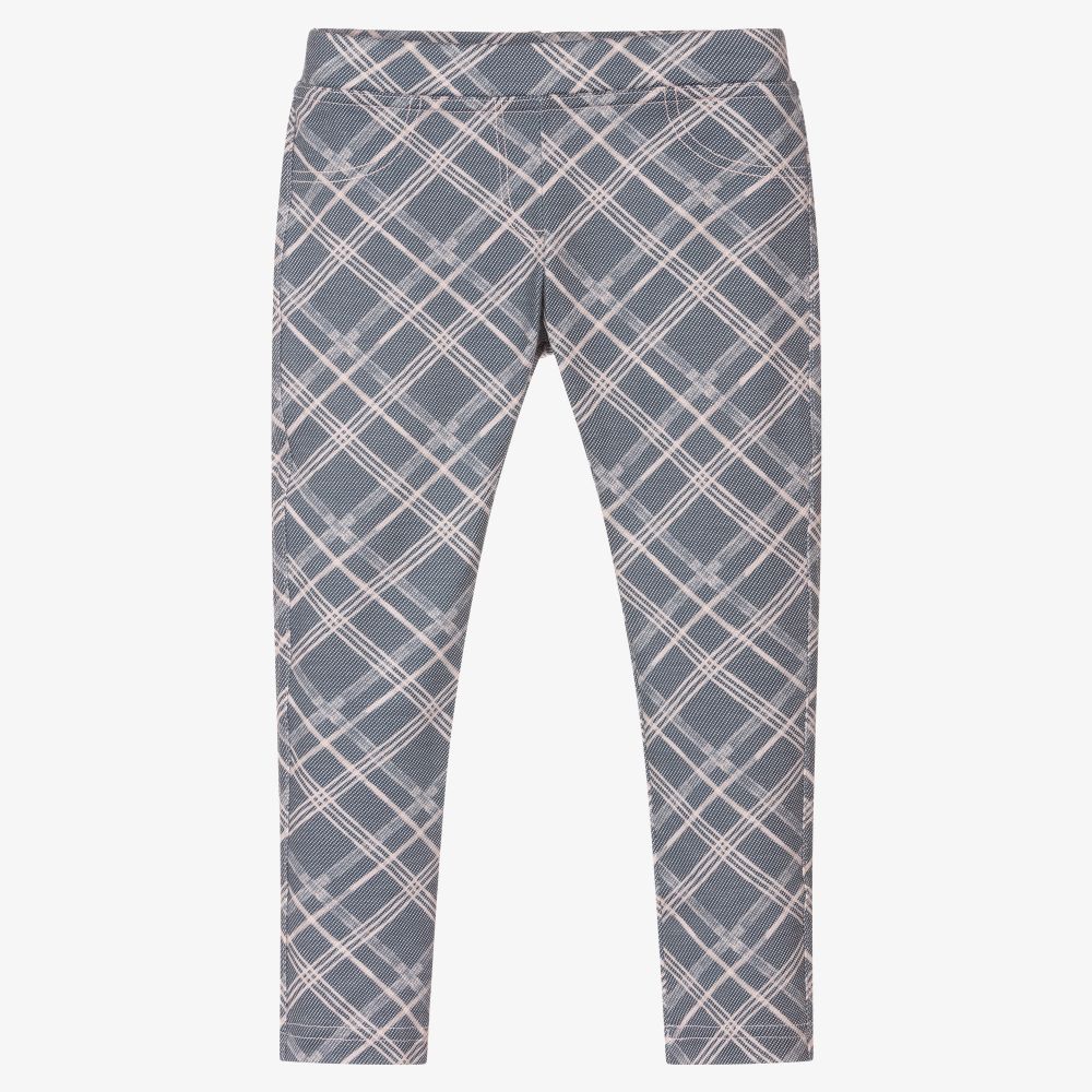 Girls check leggings clearance