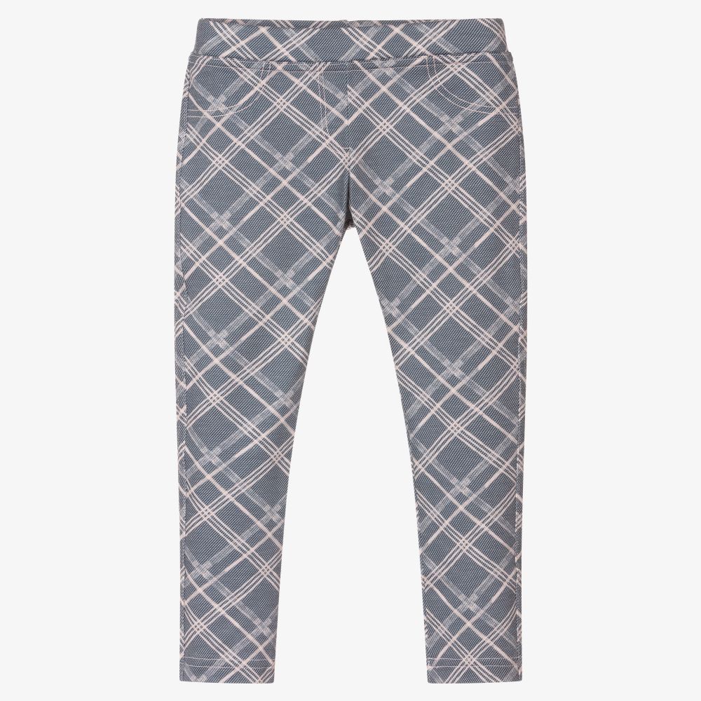 Dr. Kid - Girls Blue Checked Leggings | Childrensalon