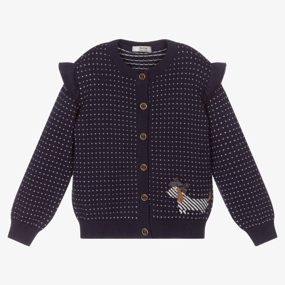 Dr. Kid - Girls Blue Cotton Cardigan | Childrensalon