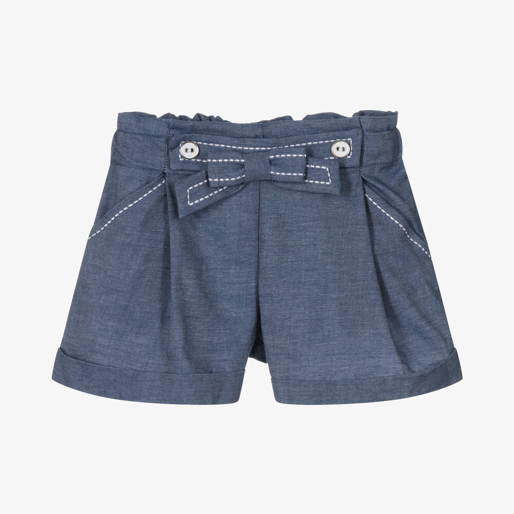 Dr. Kid - Blaue Chambray-Shorts mit Schleife | Childrensalon