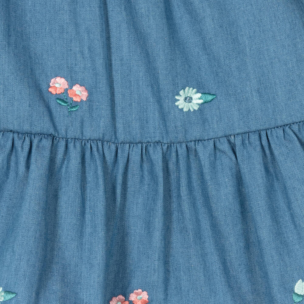 Dr. Kid-فستان أطفال بناتي قطن شامبري لون أزرق | Childrensalon Outlet