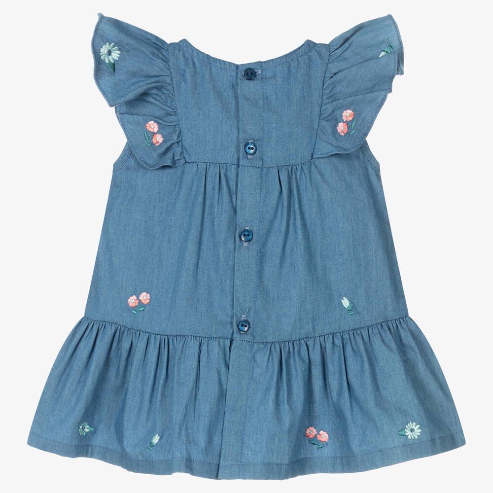 Dr. Kid-فستان أطفال بناتي قطن شامبري لون أزرق | Childrensalon Outlet