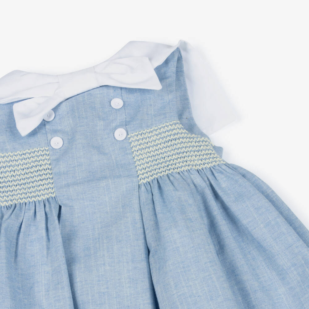 Dr. Kid-Girls Blue Cotton Dress with Sailor Collar | Childrensalon Outlet
