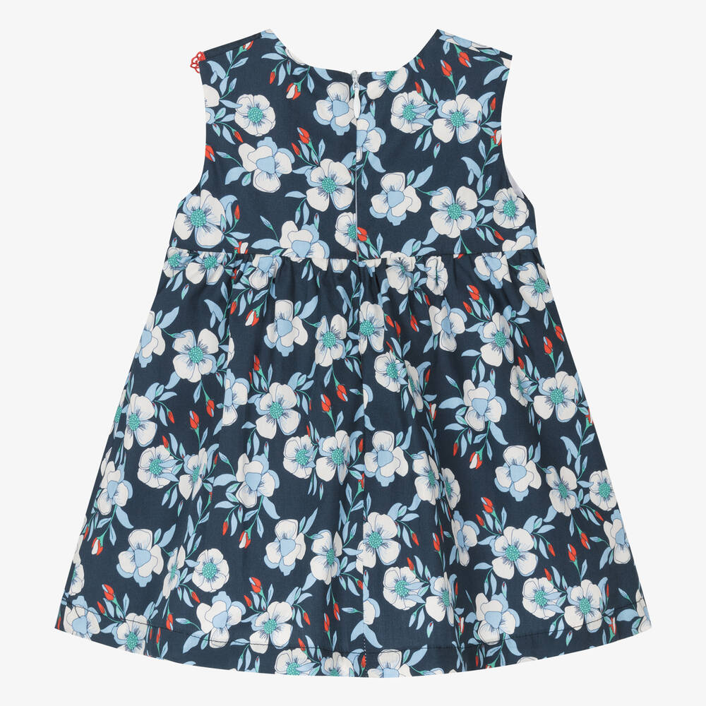 Dr. Kid-Girls Blue Cotton Floral Dress | Childrensalon Outlet