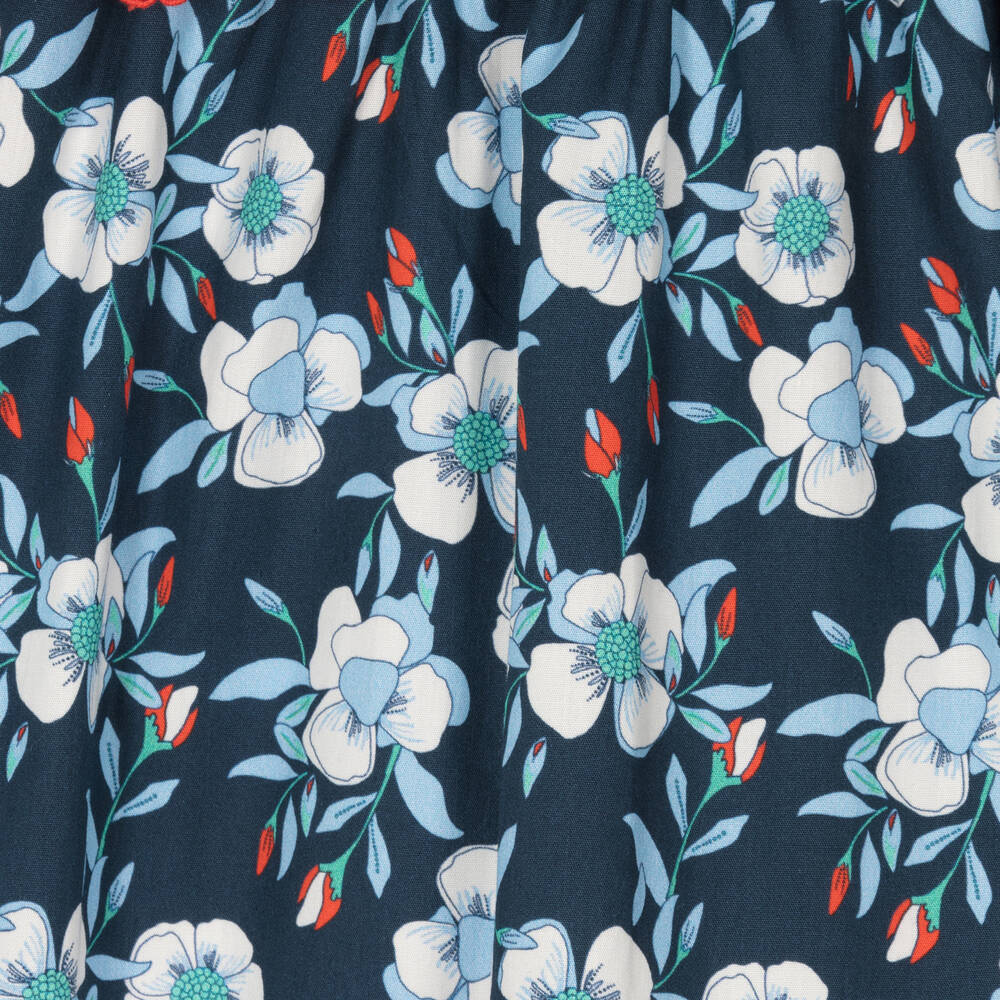 Dr. Kid-Girls Blue Cotton Floral Dress | Childrensalon Outlet