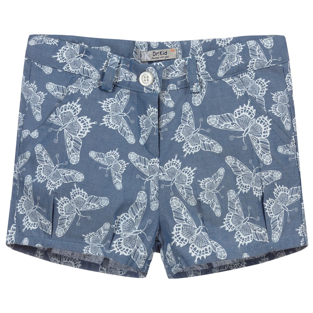 Dr. Kid - Girls Blue Cotton Shorts | Childrensalon