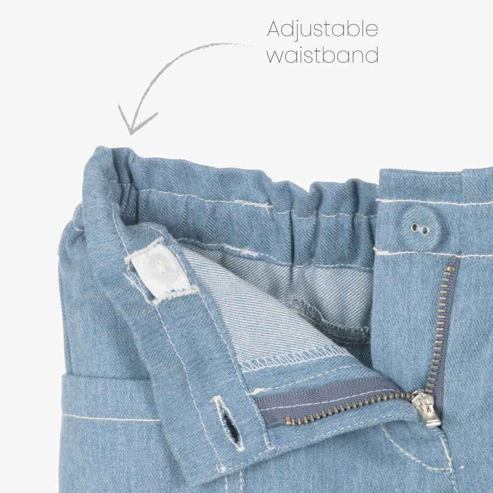 Dr. Kid-Girls Blue Denim Paperbag Trousers | Childrensalon Outlet