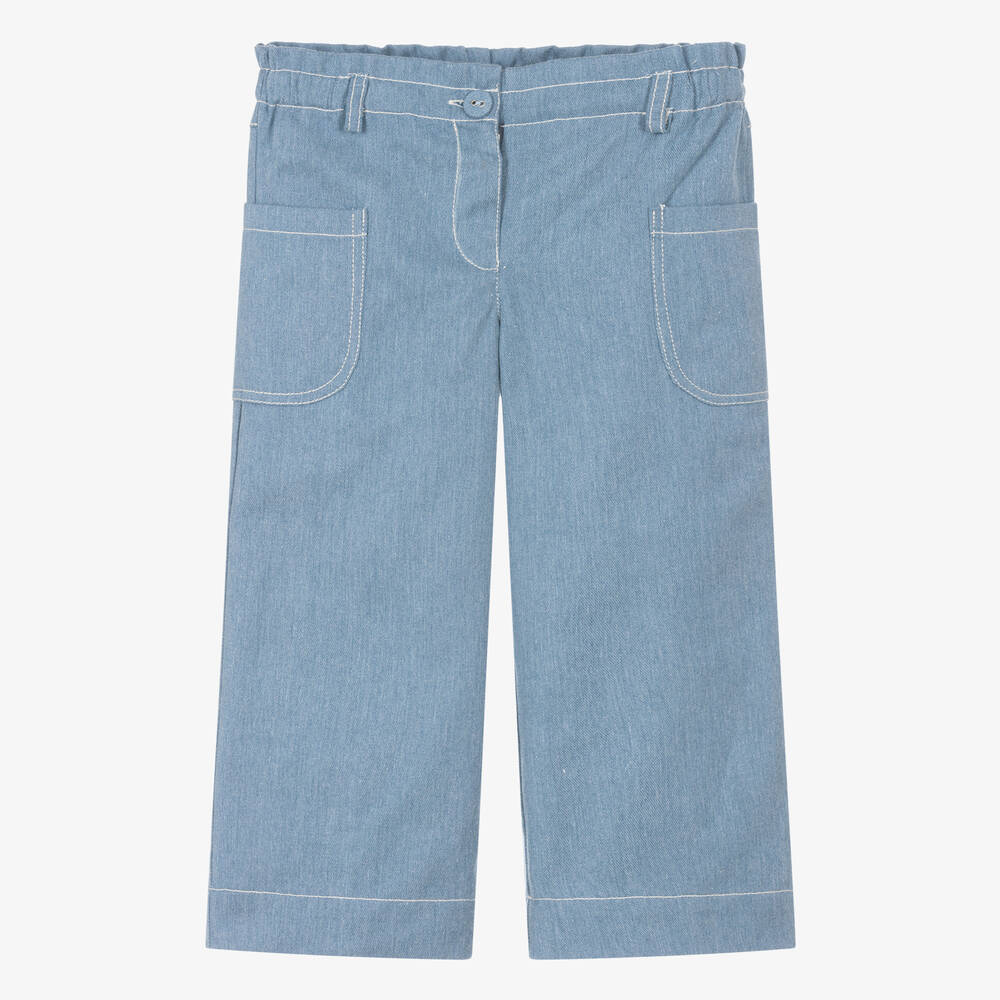 Dr. Kid-Girls Blue Denim Paperbag Trousers | Childrensalon Outlet