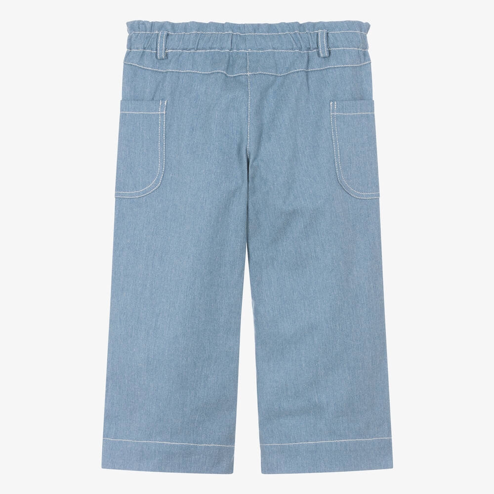 Dr. Kid-Girls Blue Denim Paperbag Trousers | Childrensalon Outlet