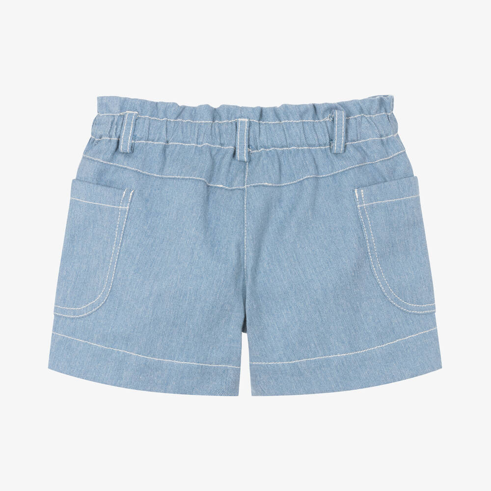 Dr. Kid-Girls Blue Denim Patch Pocket Shorts | Childrensalon Outlet