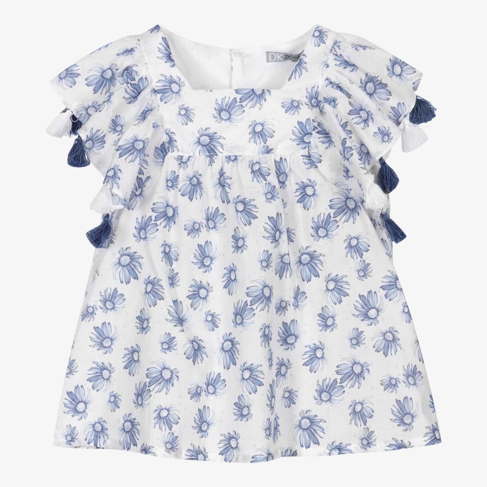 Dr. Kid - Girls Blue Floral Blouse | Childrensalon