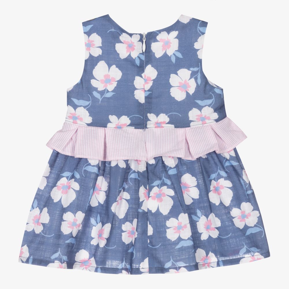 Dr. Kid-Girls Blue Floral Cotton Dress | Childrensalon Outlet
