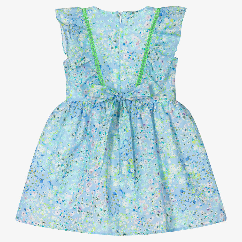 Dr. Kid-Голубое хлопковое платье в цветочек | Childrensalon Outlet