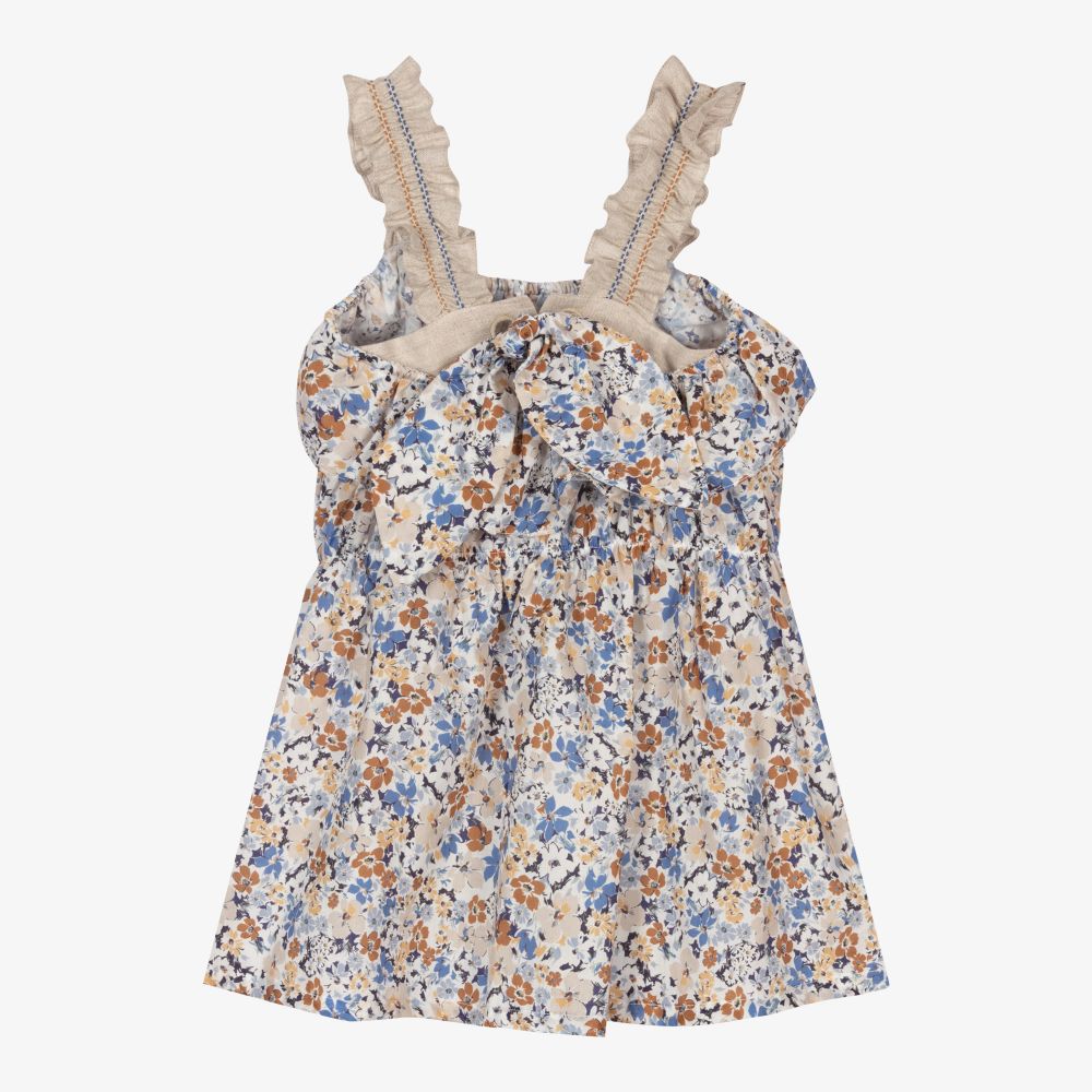 Dr. Kid-Girls Blue Floral Dress | Childrensalon Outlet